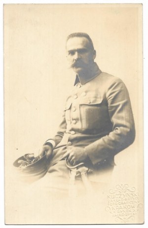 [Polish Army - Józef Piłsudski - portrait photograph]. [1916]. Postcard photograph form. 13,8x8,...