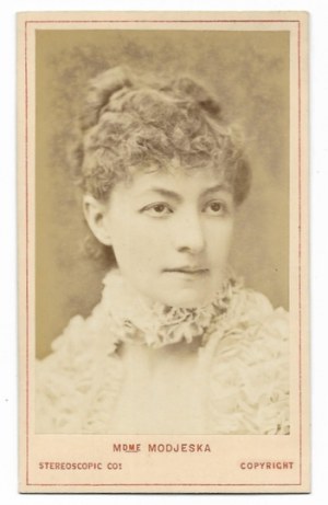 [MODRZEJEWSKA Helena - portrait photograph - shot in card de visite format]. [2nd half of the 1870s]....