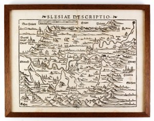 Slesiae descriptio. Woodcut map of Silesia from 1550.