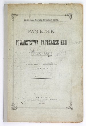 MEMORANDUM of the Tatra Society. T. 7: 1882.