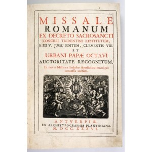 MSZAŁ Rzymski. Antwerpia 1736. Z dodatkiem dotyczącym patronów Polski.