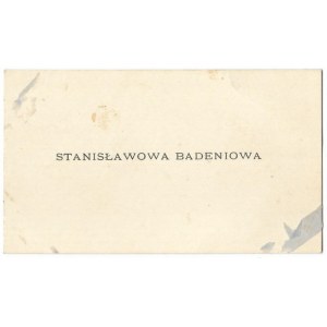 [BADENI Cecylia]. Stanisławowa Badeniowa.