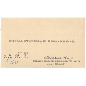 [KOSSAKOWSKI Michał Stanisław]. Michał Stanisław Kossakowski.
