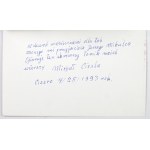 Michal CIEŚLA - Toward a memory. [Chicago 1993. order of the author]. 8, p. [205]. brochure.