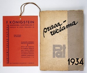 PRESS-ADVERTISING. PAT. 1934 Warsaw [1934?]. Pol. Telegraph Agency, Zakł. Graf. Kozianski. 8, s. 255, [1]...