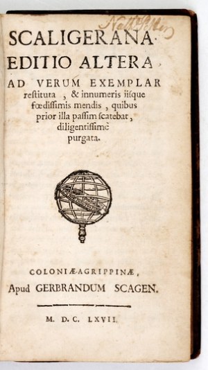[SCALIGER Joseph Juste] - Scaligerana. Editio altera, ad verum exemplar restituta,...