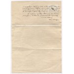 [LANGE Oskar Ryszard]. Odręczny dwustronicowy list Oskara Langego do niewymienionego z nazwiska profesora,...