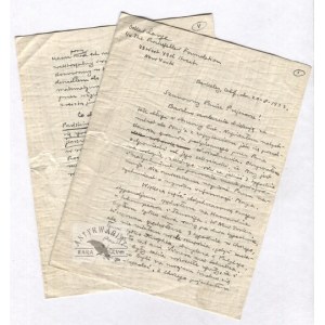 [LANGE Oskar Ryszard]. Odręczny siedmiostronicowy list Oskara Langego do niewymienionego z nazwiska profesora,...