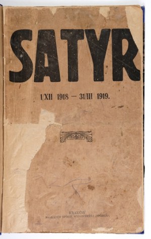 SATIR. Humoristický a satirický týdeník. R. 1: 1918, úryvky r. 2: 1919.