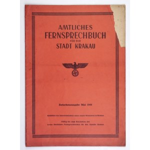 OFFICIAL telephone directory of the city of Krakau. Supplementary edition May 1944. krakau 1944. german Post Office of the East. 4,...