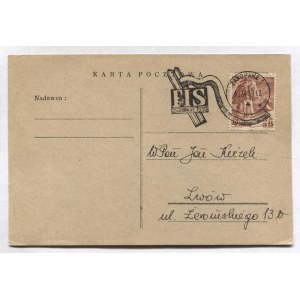 [ZNACZEK pocztowy wydany z okazji FIS w 1939].