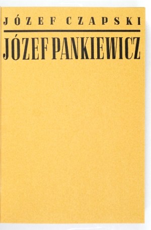 CZAPSKI J. - Józef Pankiewicz. 1936. one of the best monographs of the artist's work