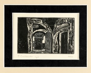 CIEŚLEWSKI T. son - The vestibule of a historic house in Zamość. Woodcut signed 1929.
