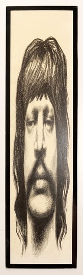 LUTCZYN E. - Self-portrait. Black crayon drawing with signature 
