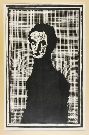 MALINA M. - Portrait of a woman. Linocut.
