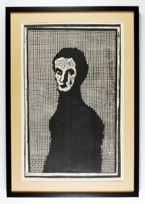 MALINA M. - Portrait of a woman. Linocut.