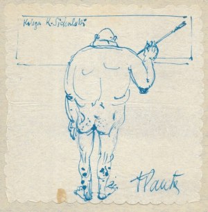 PAUTSCH F. - Caricature by Kazimierz Sichulski. Signature drawing on a café napkin.