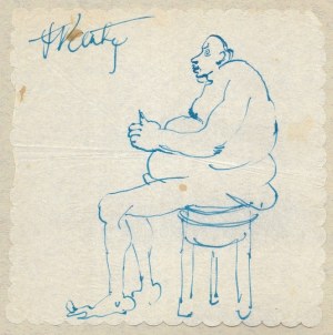 PAUTSCH F. - Caricature of an old man. Signature drawing on a cafe napkin.