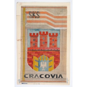 POTOCZEK I. – SKS Cracovia - projekt gobelinu. Rysunek ołówkiem, kolorowany gwaszem, nie przed 1957,...