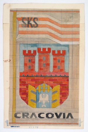 POTOCZEK I. - SKS Cracovia - tapestry design. Pencil drawing, colored in gouache, not before 1957,...