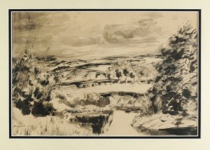 RZEPIŃSKI C. - Landscape. Lavendered ink signed 