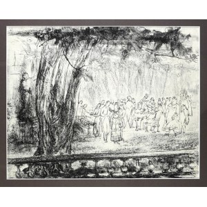 SOBIESZCZAŃSKA K. – Bal w ogrodach pałacu Potockich w Krzeszowicach. Litografia sygn. monogramem KS.