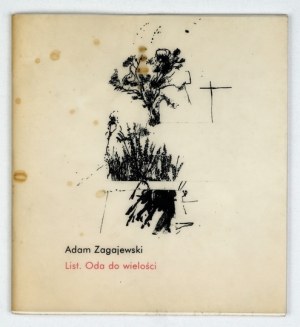 ZAGAJEWSKI A. - Letter. Ode to multiplicity. Hamburg-Cracow 2002. 20 copies published.