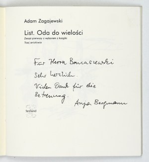 ZAGAJEWSKI A. - Letter. Ode to multiplicity. Hamburg-Cracow 2002. 20 copies published.
