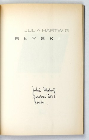 HARTWIG J. - Flashes. 2002. author's signature.