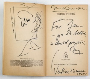 KOSINSKI J. - Being There. 1973. dedication and self-caricature of the author.