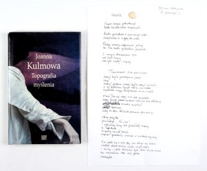KULMOWA J. - Topography of thinking. 2001. dedication by the author, manuscript of two poems.