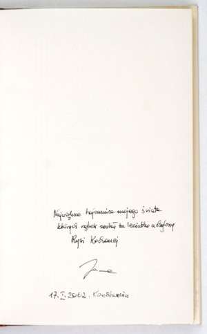 KULMOWA J. - Topography of thinking. 2001. dedication by the author, manuscript of two poems.