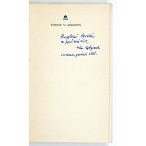 MIĘDZYRZECKI A. - Powrót do Sorrento. 1958. Dedykacja autora dla H. Berezy.
