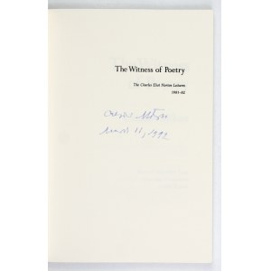 MIŁOSZ Czesław – The Witness of Poetry. 1983. Podpis autora.