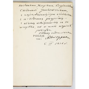 OPPMAN A. - Poezje. T. 1. 1926. Dedykacja autora. Jeden z 200 egz. specjalnych.