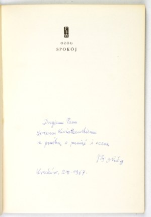J/ B. O¯ÓG. - Serenity. 1967. dedication by the author