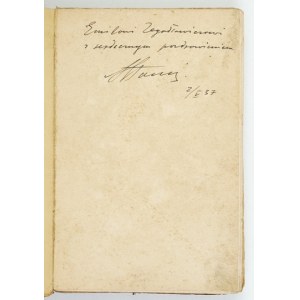 SŁONIMSKI A. – Dwa końce świata. 1937. Dedykacja autora dla E. Zegadłowicza,...