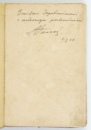 SLONIMSKI A. - Two ends of the world. 1937. dedication by the author to E. Zegadłowicz,...
