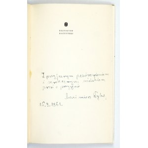 WYKA K. - Krzysztof Baczyński. 1961. Dedykacja autora.