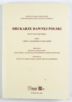 DRUGGERS of old Poland from the 15th to the 18th century. Vol. 3, part 2: Mazovia with Podlasie. Elabor....