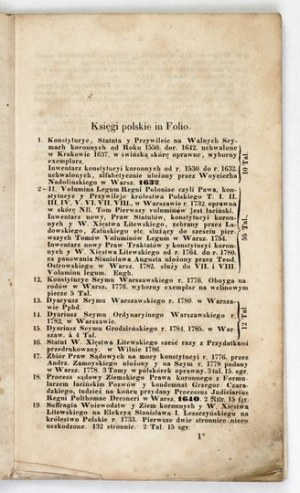 A LIST OF RARE AND IMPORTANT WORKS, including manuscripts and autographs pertaining to Polish history and literature, wr...
