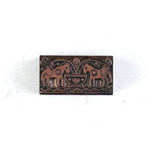 Motyw dekoracyjny z konikami mały. Klisza form. 1,1x2,4 cm na podstawie metalowej.
