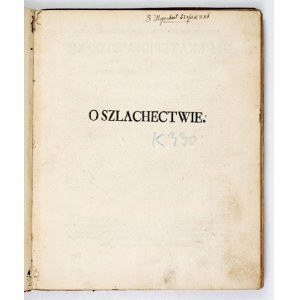 KATARZYNA II - O szlachectwie. 1785. (Tekst rosyjski i polski).