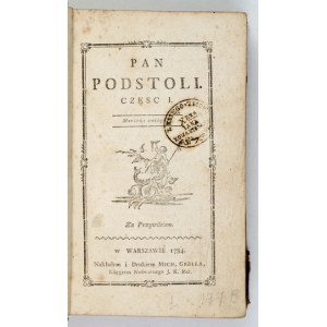 KRASICKI I. - Pan Podstoli. Cz. 1-2. 1784. Z podpisem E. Zegadłowicza