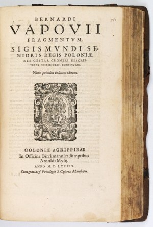 KROMER M. - Polonia. Cologne 1589. the fifth most complete Latin edition of the work.