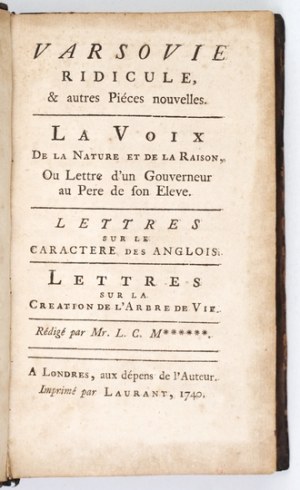 VARSOVIE ridicule, & autres Piéces nouvelles. La Voix De la Nature et de a Raison, Ou Lettre d&#...