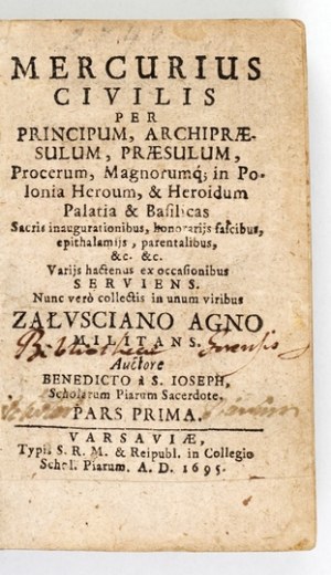 [ZAWADZKI] Benedicto a s. Joseph - Mercurius Civilis per Principum, Archipraesulum, Praesulum, Procerum,...