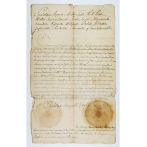 [STANISŁAW August Poniatowski]. Rękopiśmienny dokument królewski na papierze, po polsku, podpisany przez króla,...