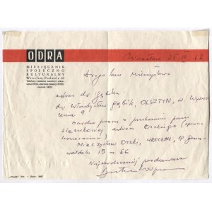 [KARPOWICZ Tymoteusz]. Odręczny list Tymoteusza Karpowicza do niewymienionej z nazwiska Mieczysławy,...