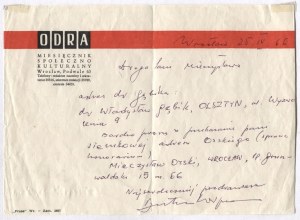 [KARPOWICZ Tymoteusz]. A handwritten letter from Timothy Karpowicz to an unnamed Mieczysława,...